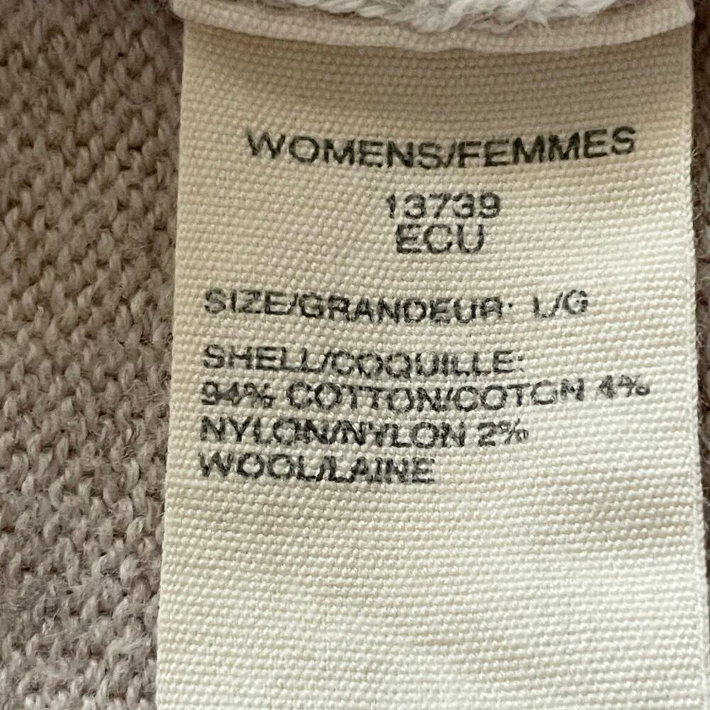 Woolrich Beige Multi-Texural Knit Fisherman's Sweater Women LARGE V-neck (flaw) - Picture 11 of 13